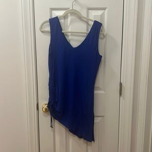 White House Black Market Asymmetrical Blue Tank Top